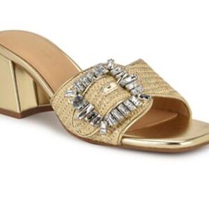 Nine West Gold Embellished Mules